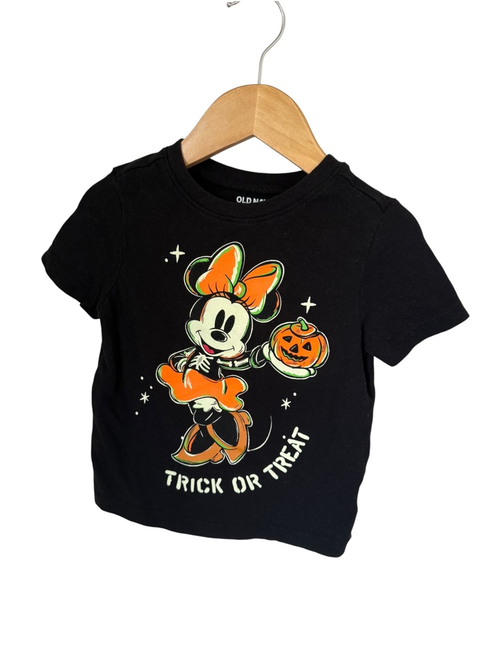 Old Navy x Disney Black Minnie Mouse Halloween Tee Orange Pumpkin Graphic 2T